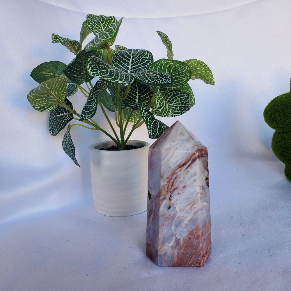 Pink & Blue Ocean Jasper Tower Crystal